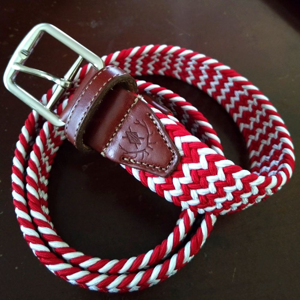 Christopher Mobely tweed and leather belt